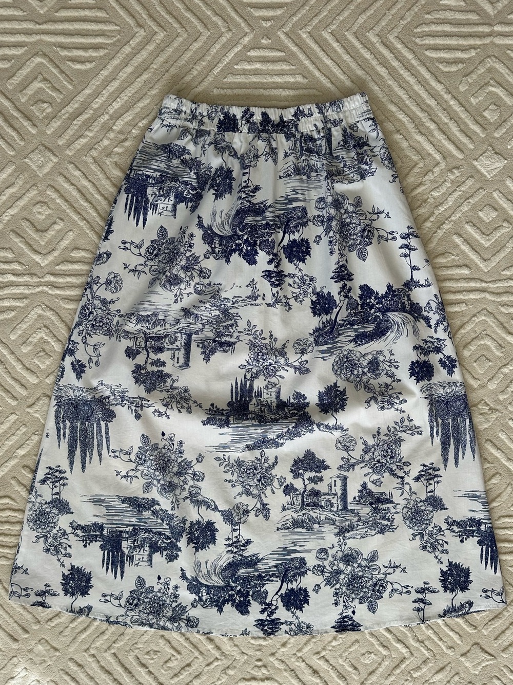 Harlow & Rose Romantic Toile Print Blue - White Maxi Skirt Cottagecore Size: S - Picture 10 of 16